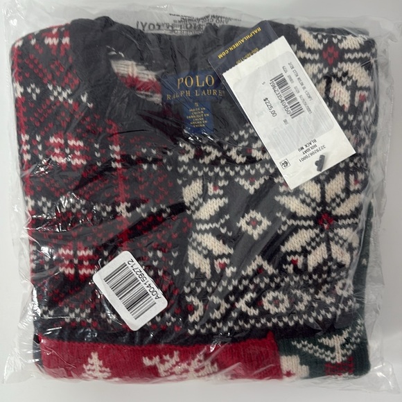 Polo Ralph Lauren Boys Holiday Sweater Patchwork Crewneck Wool Fair Isle 5 NWT - Picture 6 of 6